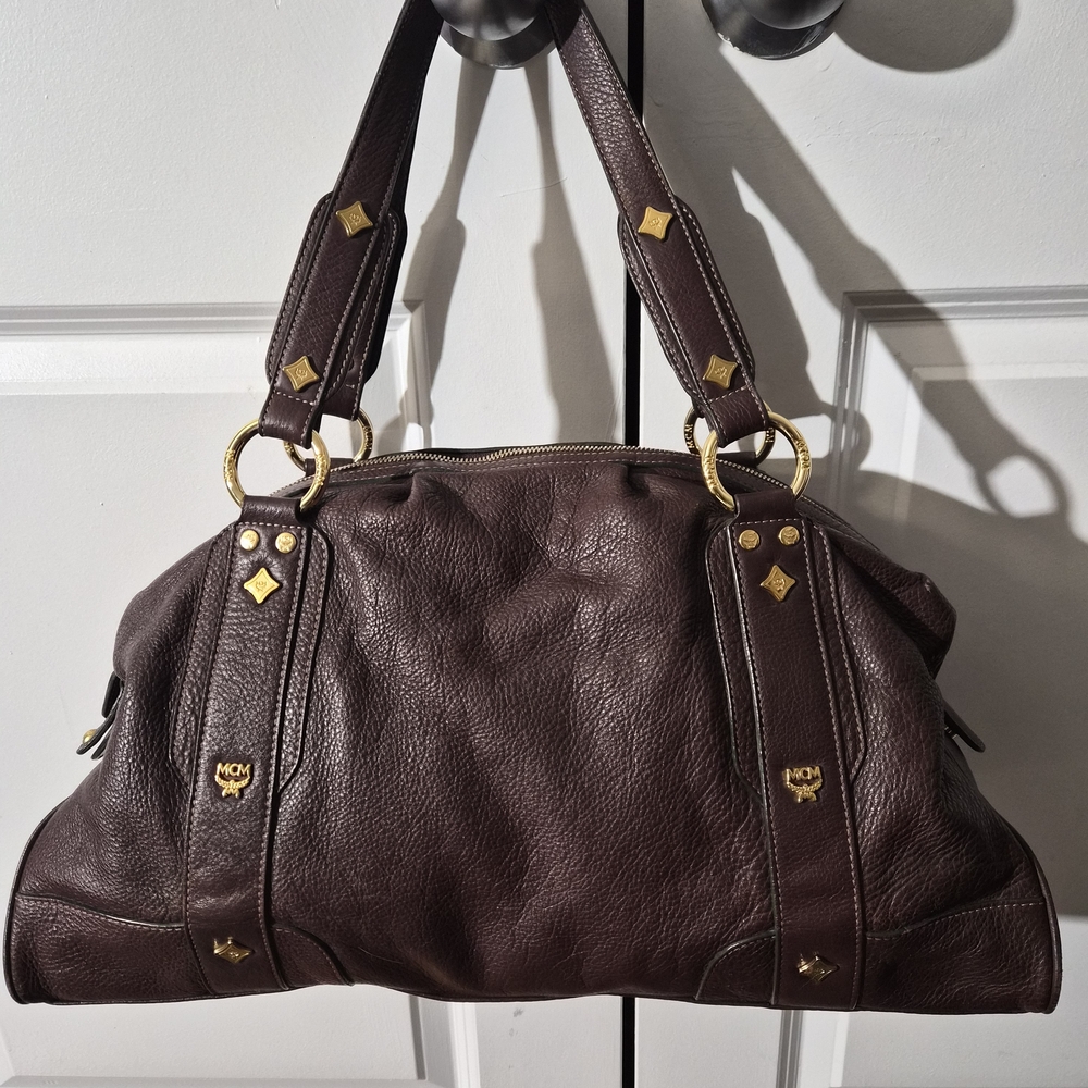 MCM Brown Leather Tote Bag with Gold Hardware - Picture 2 of 16